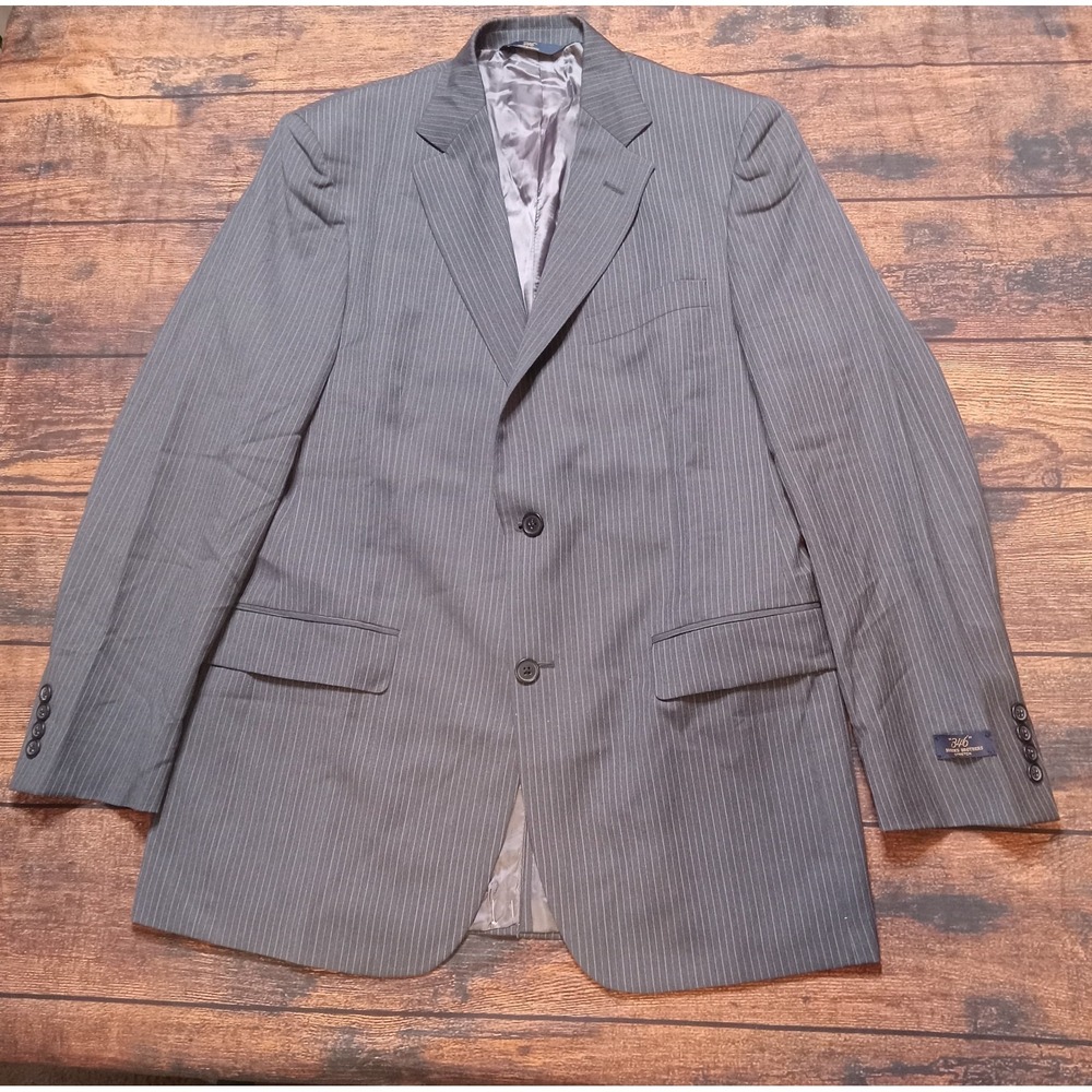 Brooks Brothers 346 Stretch 100% Wool Blazer 40L Gray Pinstripe‎